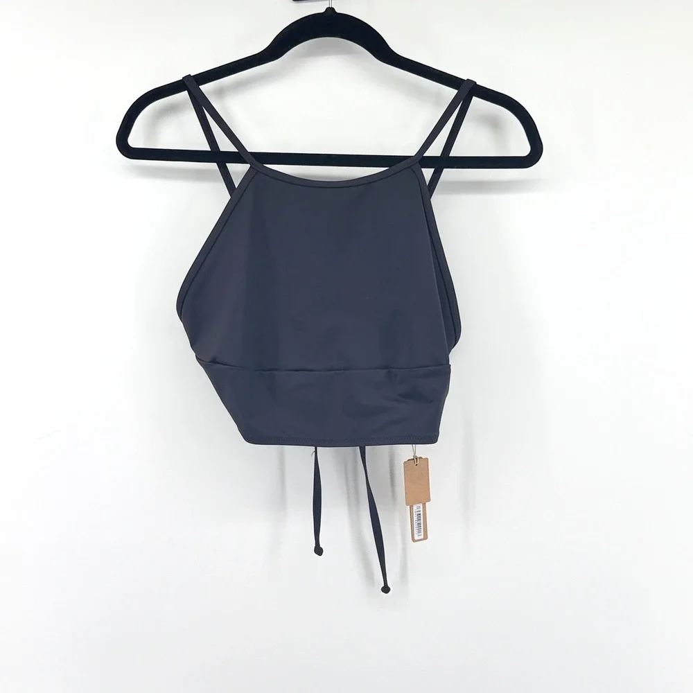 Skims Swim Top High Neck Recycled Onyx 2X Black Women Bikini Tankini Summer